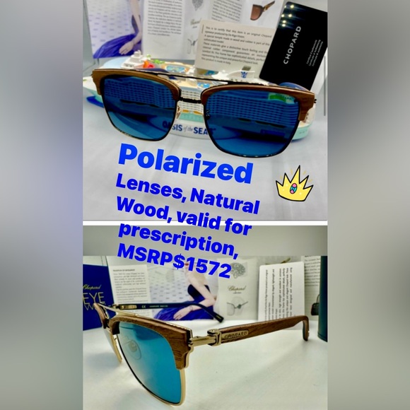 👑Chopard 🏆Sunglasses 3P SCHC 90 Wood/Rubber Polarized Lenses - Picture 7 of 16